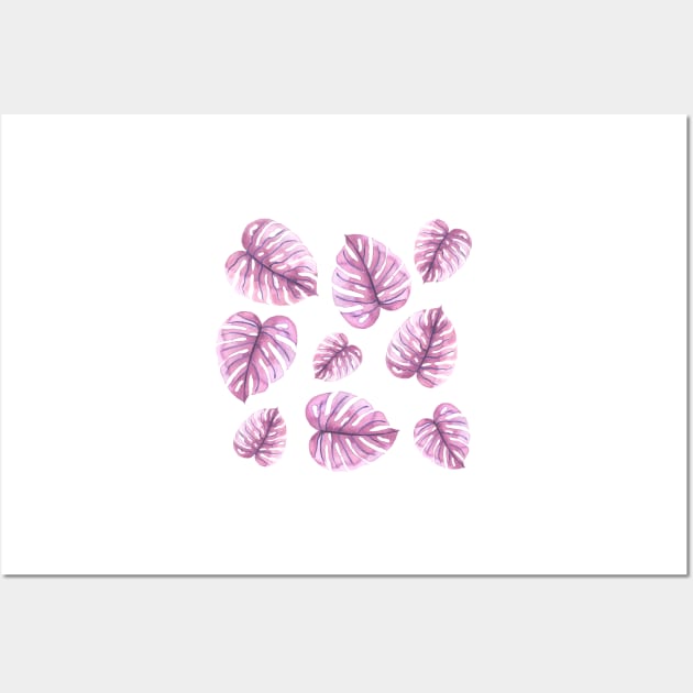 Pink monstera leaves Wall Art by cesartorresart